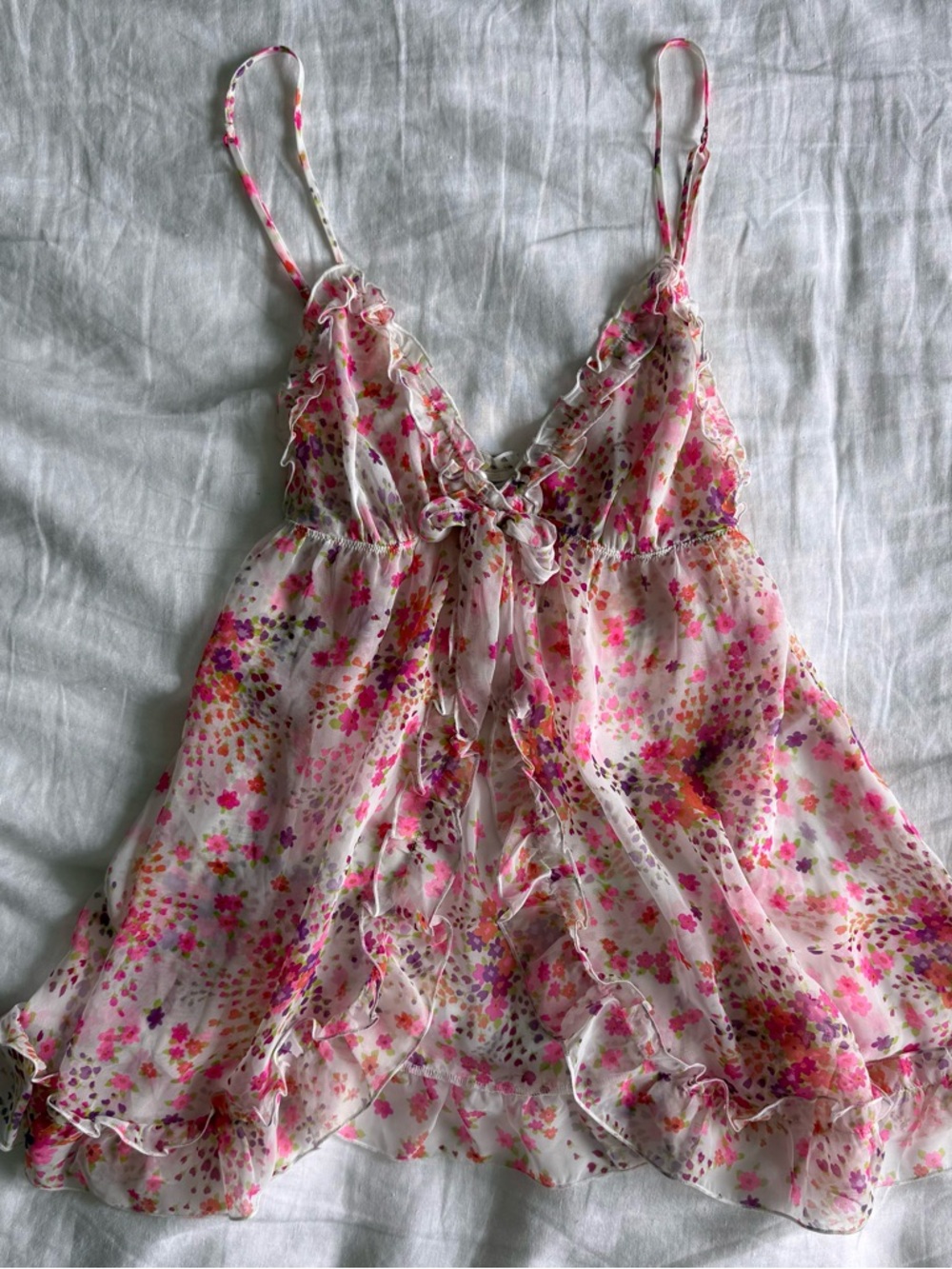 2012 victoria's secret white floral flyaway babydoll